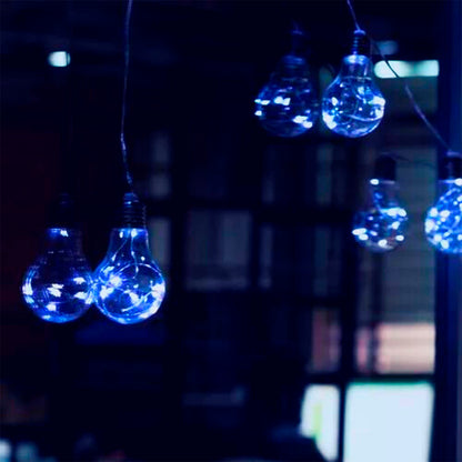 Fio de fada com 10 LEDs, USB e pilhas, Cor: Azul. Foto 1 do produto.