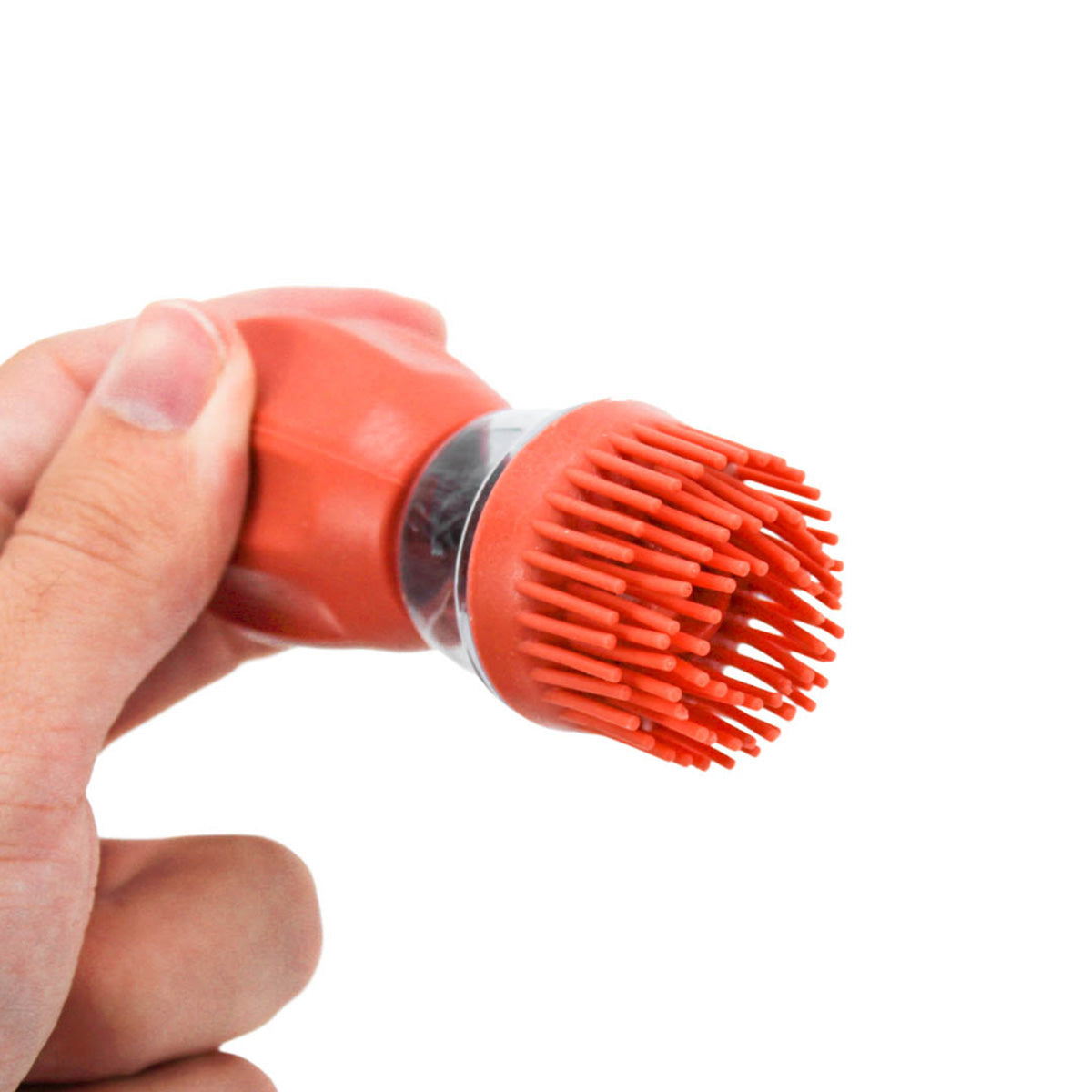 Dispenser de óleo de vidro 180 ml com pincel de silicone, salmao. Foto 5 do produto.