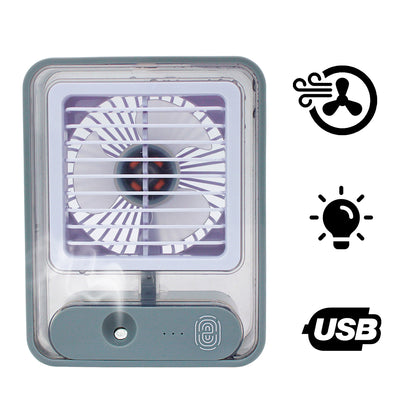Ventilador de mesa USB com umidificador e 3 velocidades, Cor: Cinza. Foto 1 do produto.