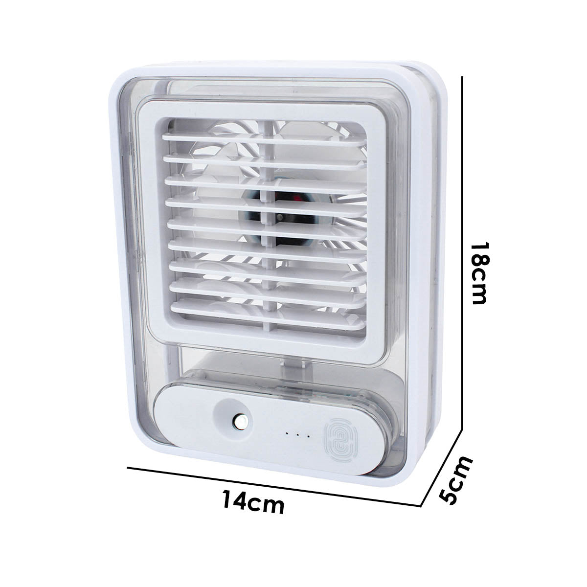 Ventilador de mesa USB com umidificador e 3 velocidades, Cor: Branco. Foto 2 do produto.