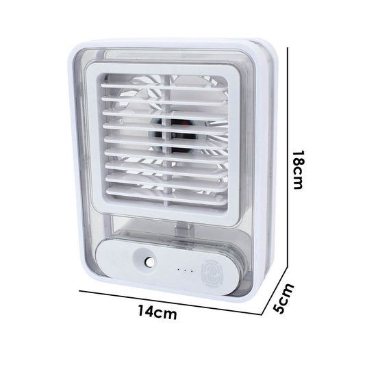 Ventilador de mesa USB com umidificador e 3 velocidades, Cor: Branco. Foto 2 do produto.