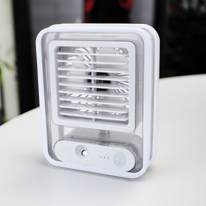 Ventilador de mesa USB com umidificador e 3 velocidades, Cor: Branco. Foto 3 do produto.