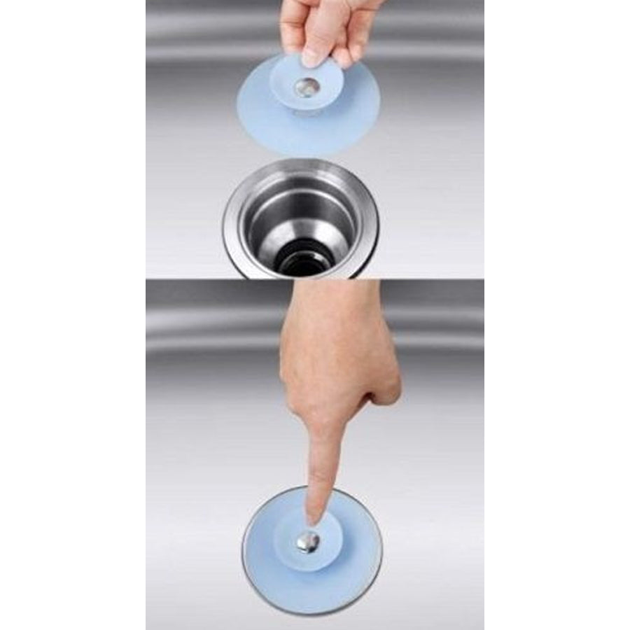 Protetores de ralo de silicone, kit de 3, Cor: Azul. Foto 2 do produto.