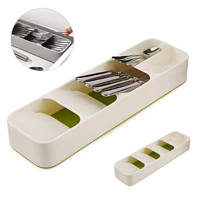 Organizador de gaveta para talheres, Cor: Branco. Foto 1 do produto.