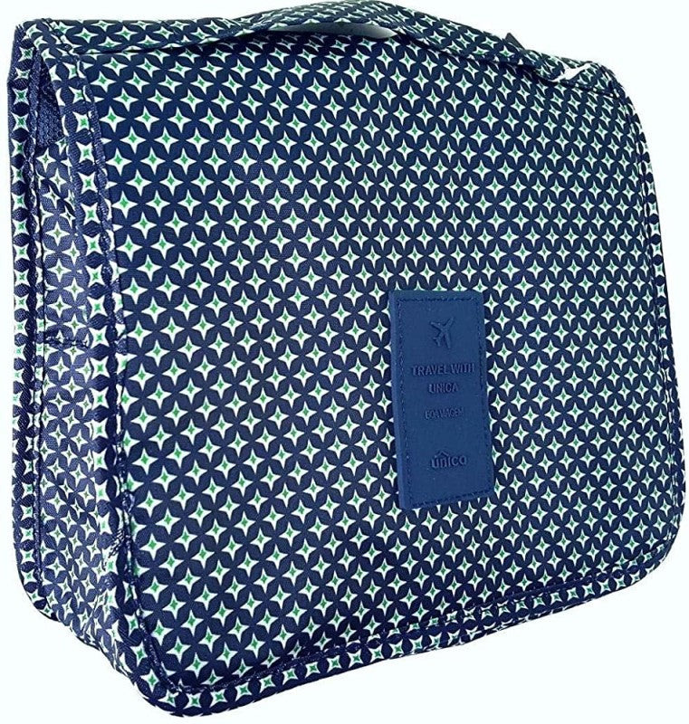 Nécessaire de nylon para viagem, Cor: Azul marinho estrelado. Foto 2 do produto.