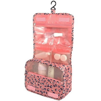 Nécessaire de nylon para viagem, Cor: Onca rosa. Foto 1 do produto.