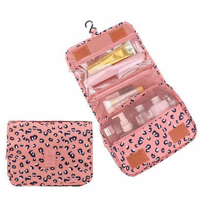 Nécessaire de nylon para viagem, Cor: Onca rosa. Foto 2 do produto.
