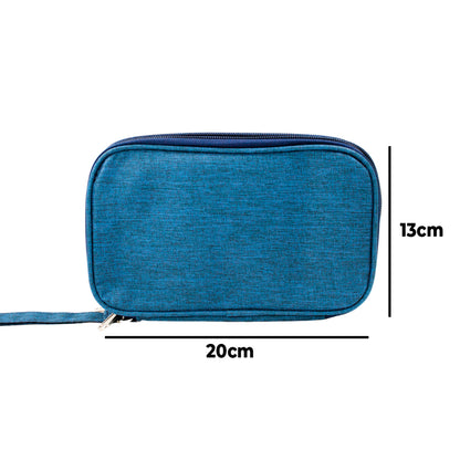 Bolsa organizadora para cabos e acessórios eletrônicos, Cor: Azul. Foto 3 do produto.