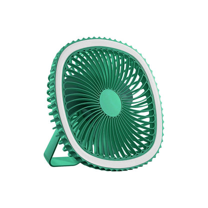 Mini ventilador de mesa USB com luz circular, Cor: Verde. Foto 2 do produto.