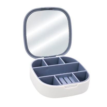 Porta-joias portátil com espelho, Cor: Branco. Foto 2 do produto.