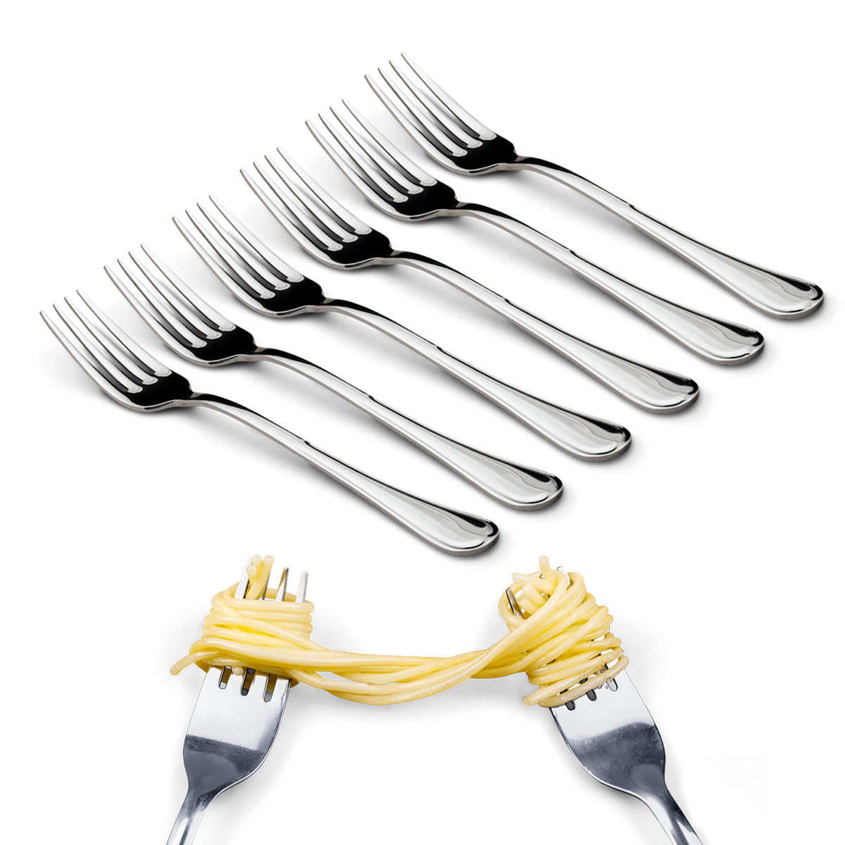Kit com 6 garfos de aço inox. Foto 3 do produto.