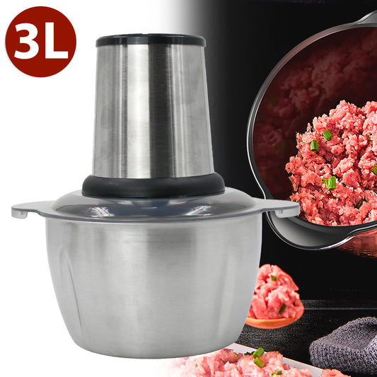 Triturador elétrico de carne e legumes de aço inox 3 litros 110 V. Foto 1 do produto.