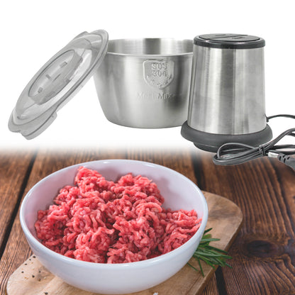 Triturador elétrico de carne e legumes de aço inox 3 litros 110 V. Foto 2 do produto.