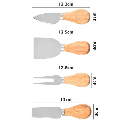 Jogo de utensílios para queijo em inox com 4 peças. Foto 5 do produto.