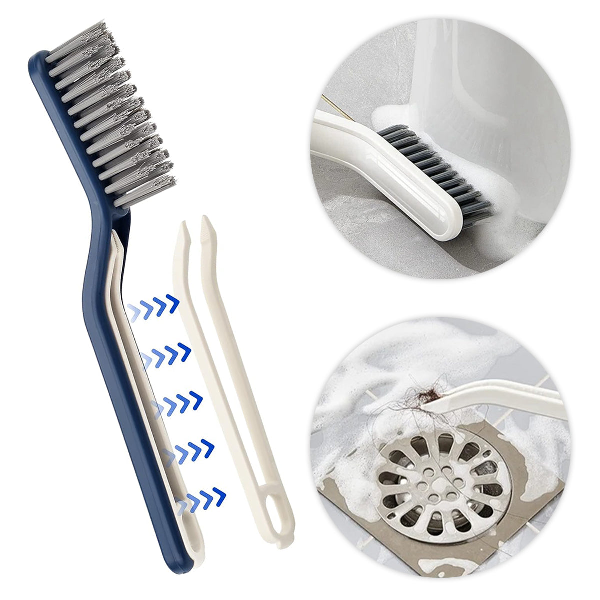 Escova para limpeza de cantos com pinça 2 em 1, Cor: Branco. Foto 1 do produto.
