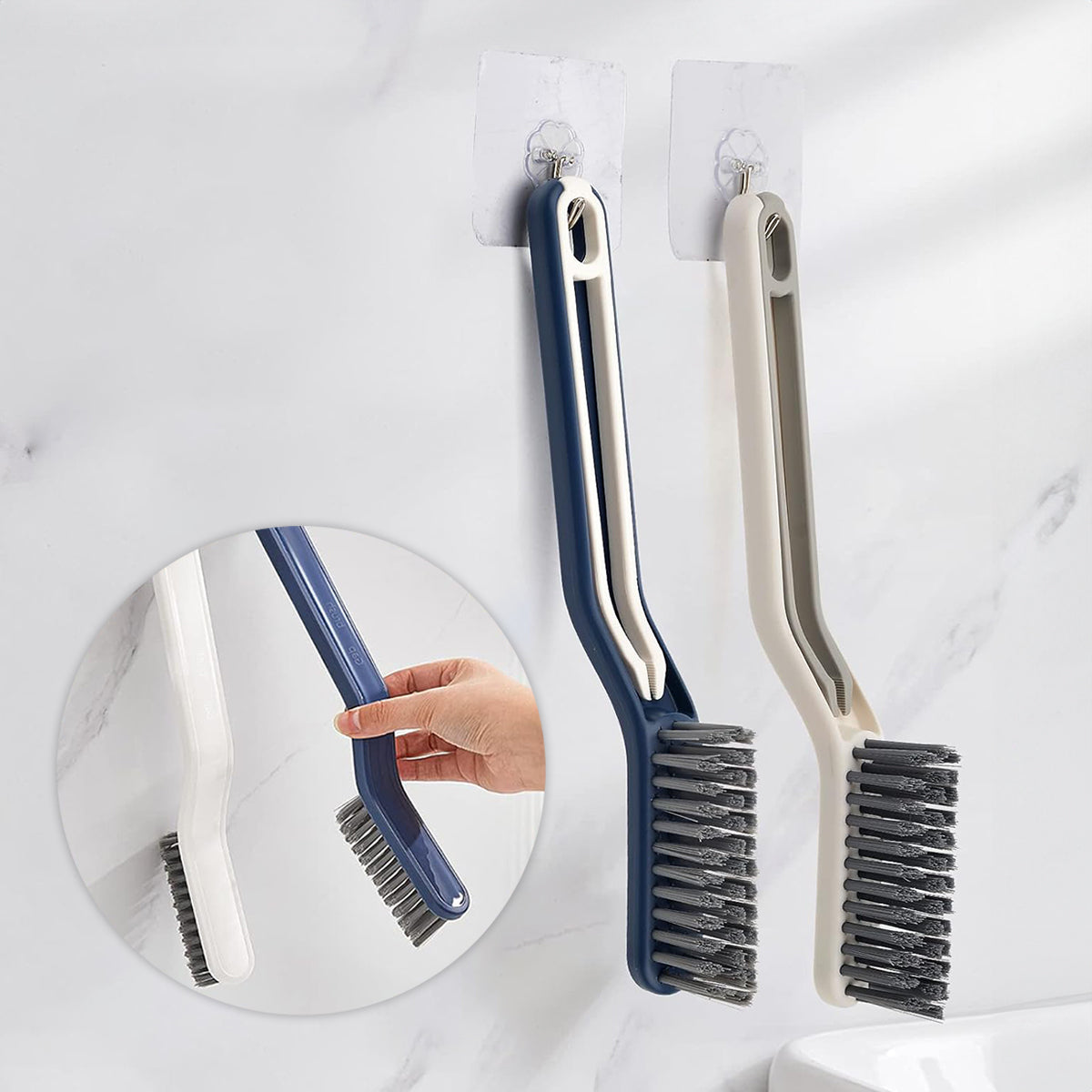 Escova para limpeza de cantos com pinça 2 em 1, Cor: Branco. Foto 3 do produto.