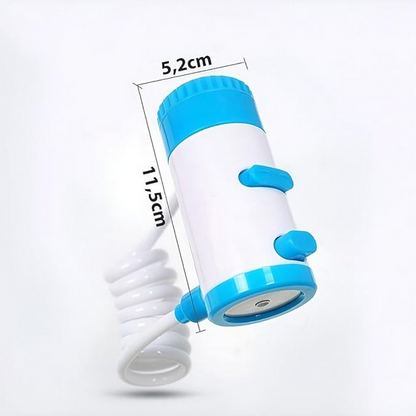 Extensor retrátil para torneira com dispenser de detergente, azul. Foto 3 do produto.