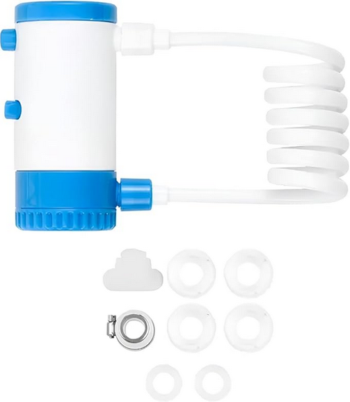 Extensor retrátil para torneira com dispenser de detergente, azul. Foto 4 do produto.