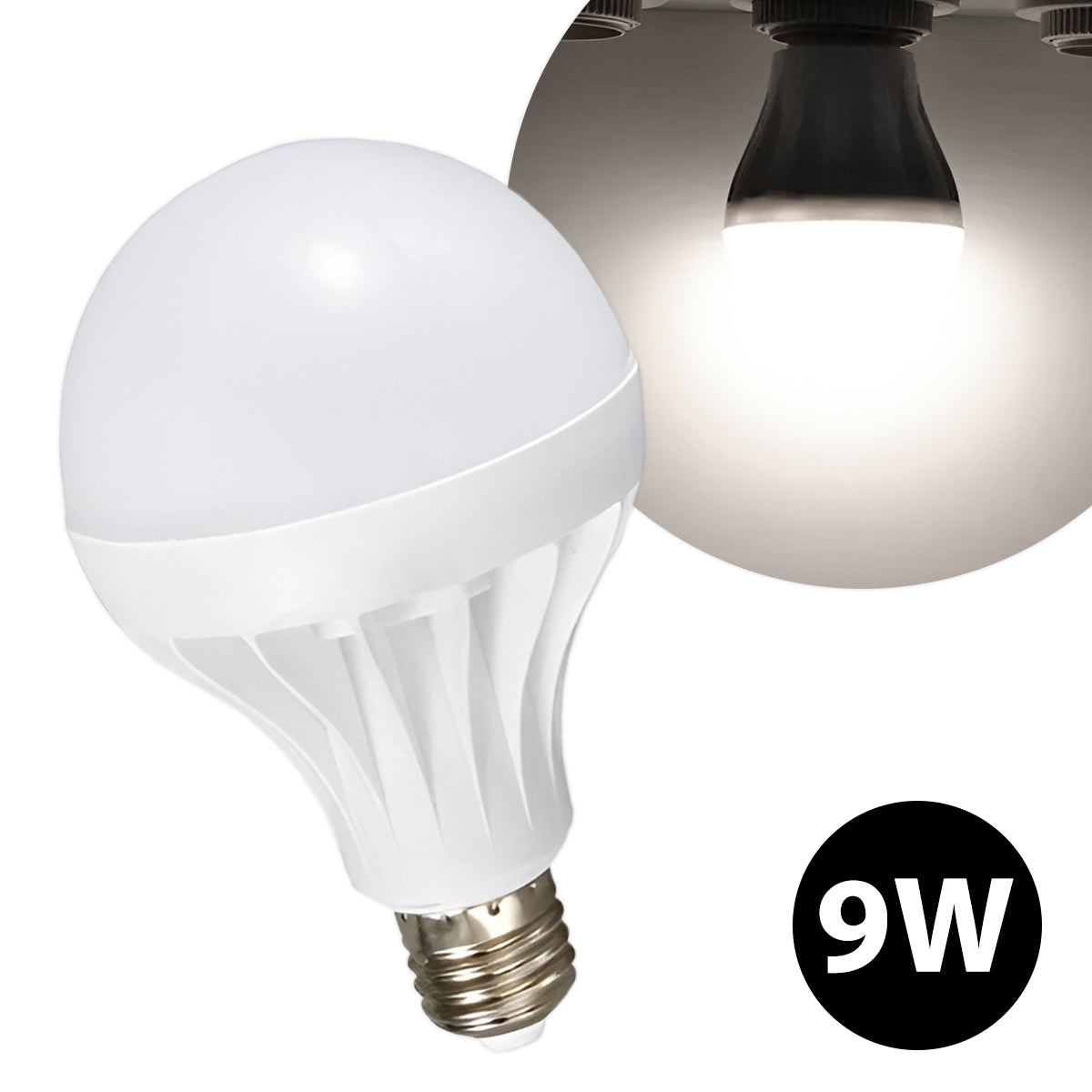 Lâmpada LED E27 bivolt, branco neutro, 9 W. Foto 1 do produto.