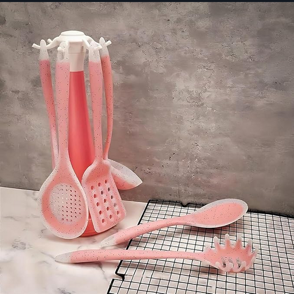 Kit de utensílios de cozinha de silicone com 7 peças, Cor: Verde agua. Foto 2 do produto.