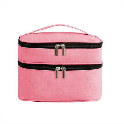 Nécessaire dupla para viagem, Cor: Rosa. Foto 1 do produto.