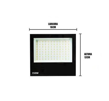 Refletor LED bivolt, 150 W, branco frio. Foto 1 do produto.