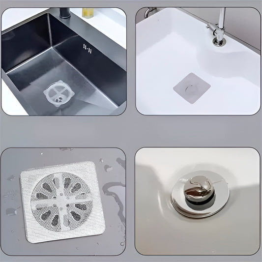 Filtros adesivos descartáveis para ralo, kit de 6. Foto 2 do produto.