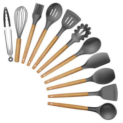 Kit de utensílios de cozinha com 12 peças, Cor: Preto. Foto 1 do produto.