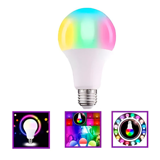Lâmpada LED RGB com 16 cores, colorido. Foto 1 do produto.