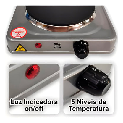 Fogão elétrico portátil de 1 boca 1000 W. Foto 2 do produto.