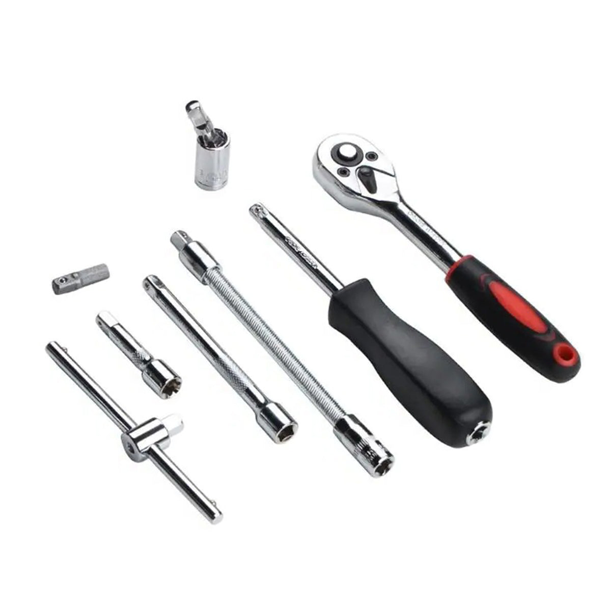 Jogo de soquetes de aço Cr-V de 1/4 com maleta, 46 peças, vermelho. Foto 4 do produto.