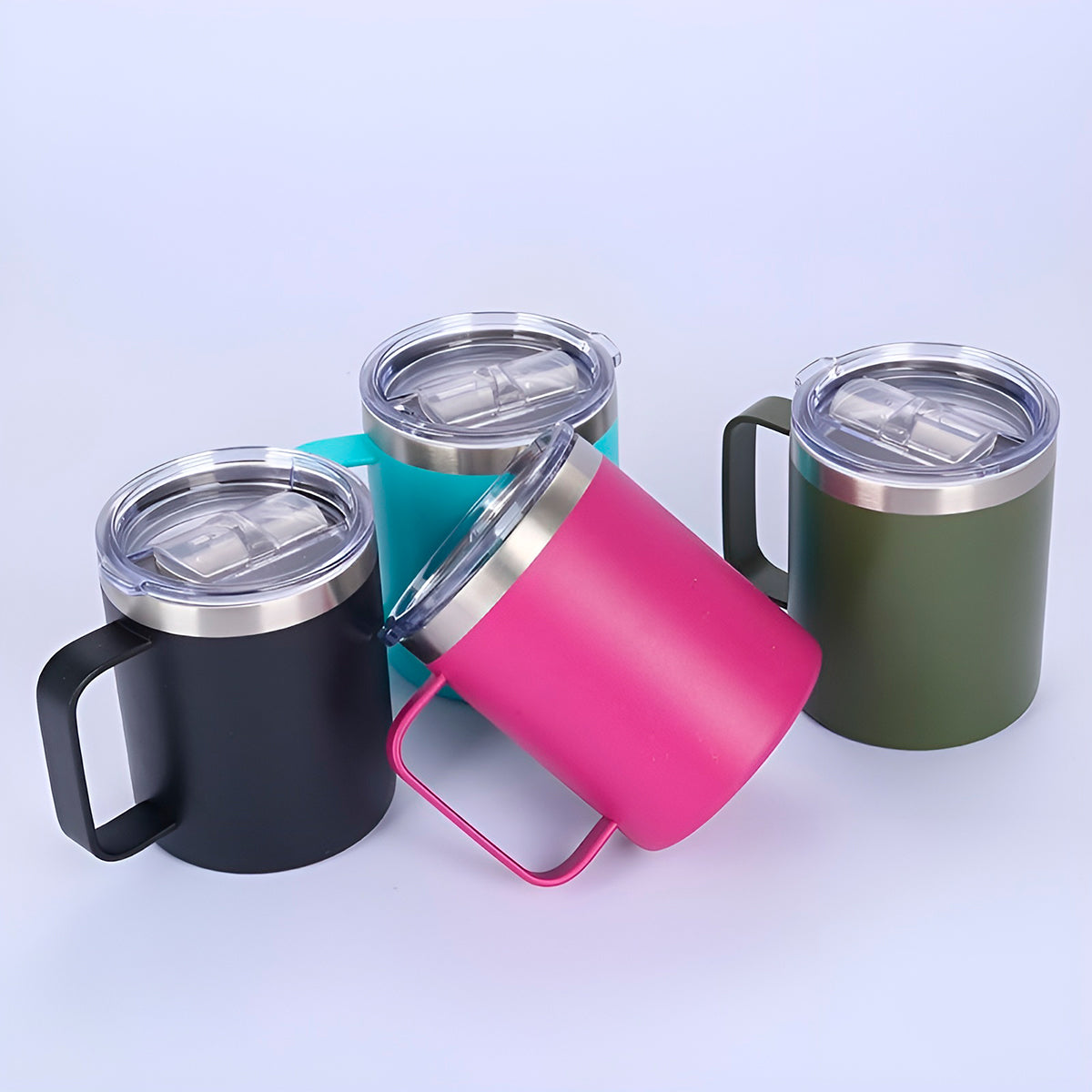 Caneca térmica de aço inox 360 ml, vermelho. Foto 5 do produto.