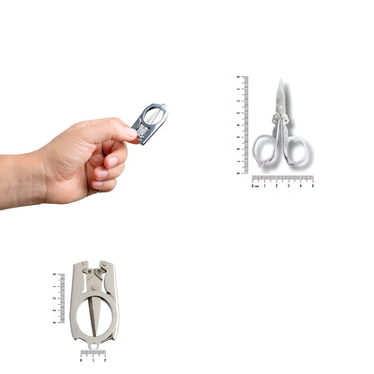 Mini tesoura dobrável de aço inox para chaveiro. Foto 3 do produto.