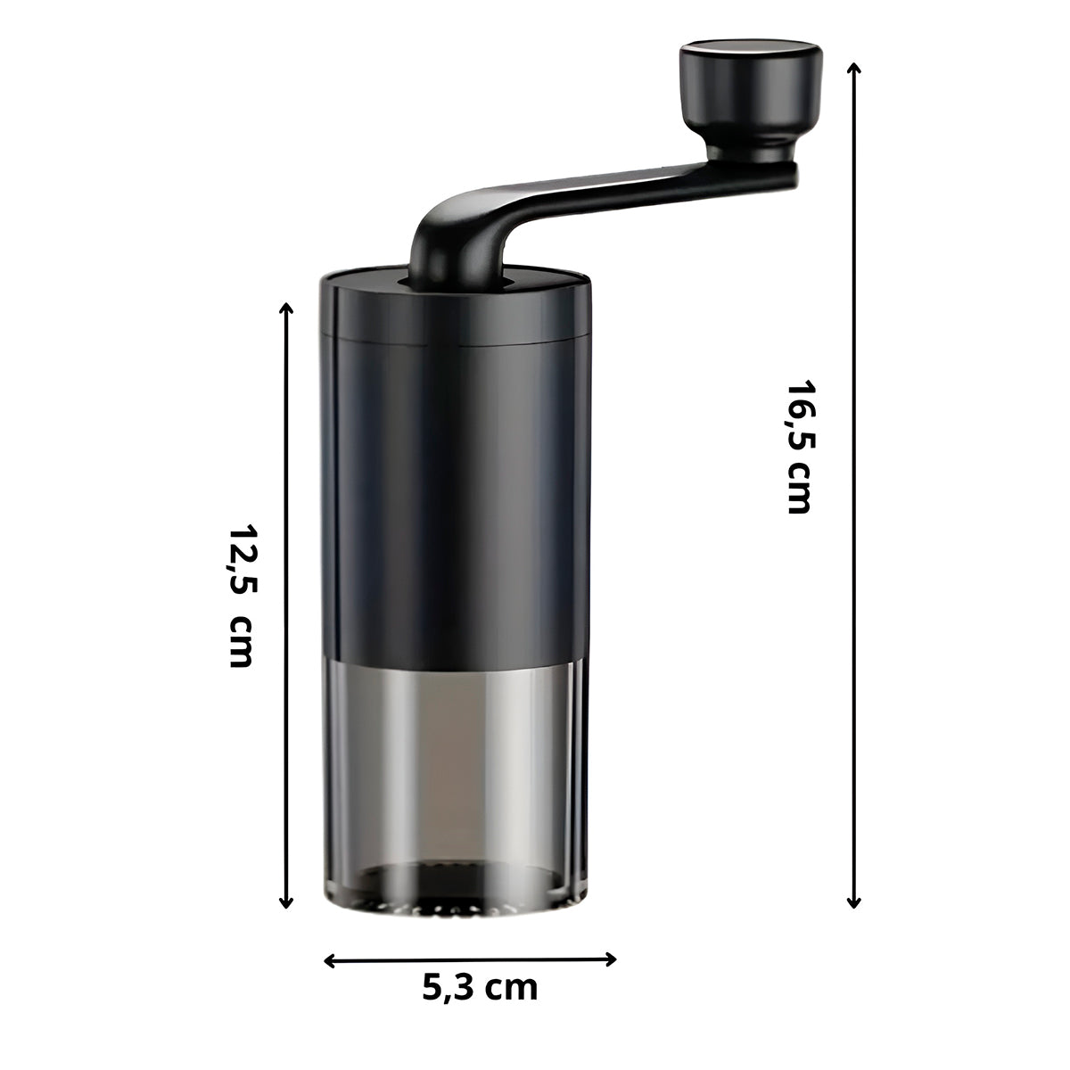 Moedor manual de café com manivela e ajuste de moagem. Foto 4 do produto.