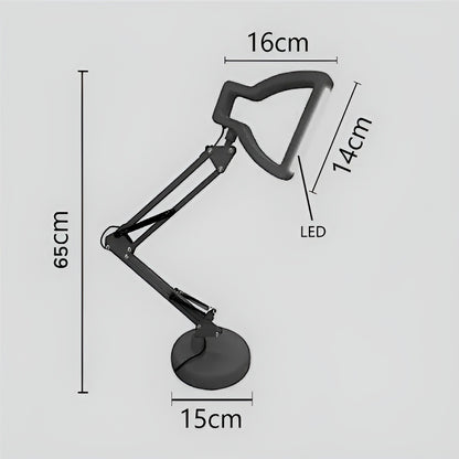 Luminária de mesa LED 3D dimerizável preta. Foto 3 do produto.