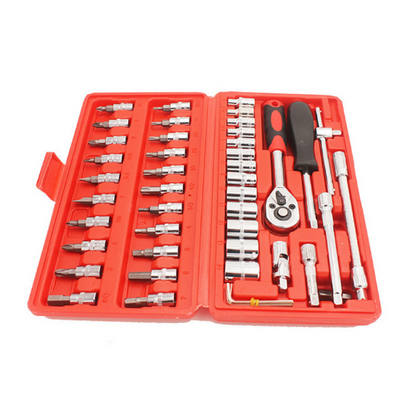 Conjunto de soquetes de 1/4 com 46 peças. Foto 5 do produto.