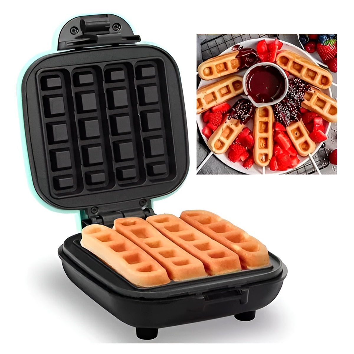 Mini máquina elétrica de waffle quadrado. Foto 3 do produto.
