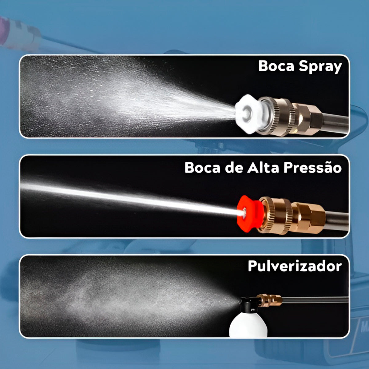 Lavadora de alta pressão recarregável com acessórios. Foto 4 do produto.
