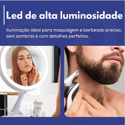 Espelho de mesa com LED e rotação de 360°. Foto 5 do produto.