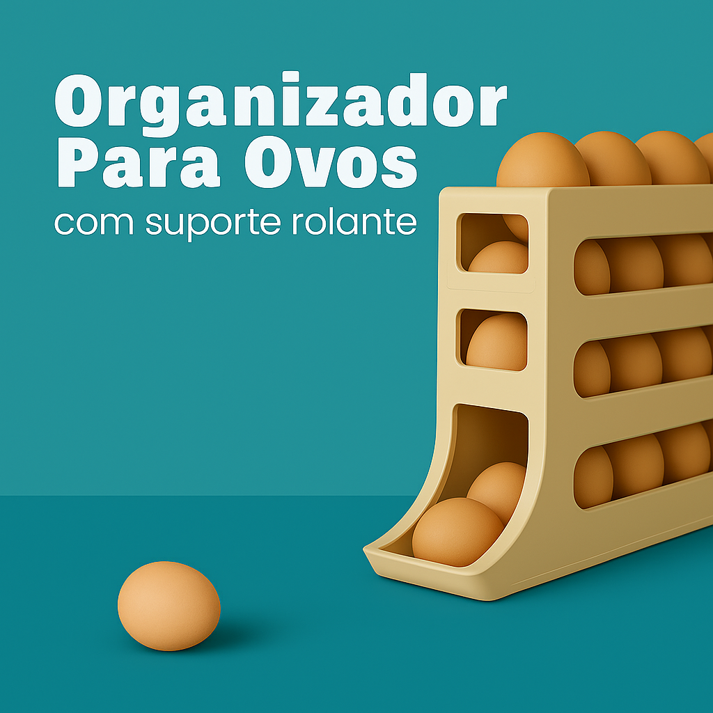 Organizador rolante para ovos, Cor: Bege. Foto 1 do produto.