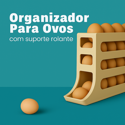 Organizador rolante para ovos, Cor: Branco. Foto 2 do produto.