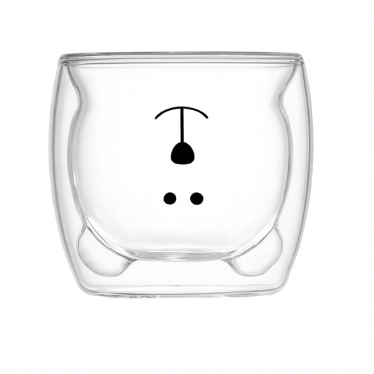 Caneca de vidro de parede dupla Urso 250 ml, Quantidade: 1 unidade. Foto 2 do produto.