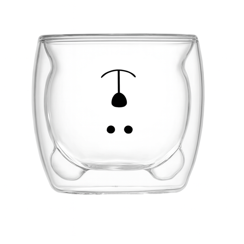 Caneca de vidro de parede dupla Urso 250 ml, Quantidade: 2 unidades. Foto 1 do produto.