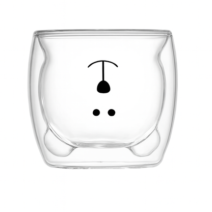 Caneca de vidro de parede dupla Urso 250 ml, Quantidade: 2 unidades. Foto 1 do produto.