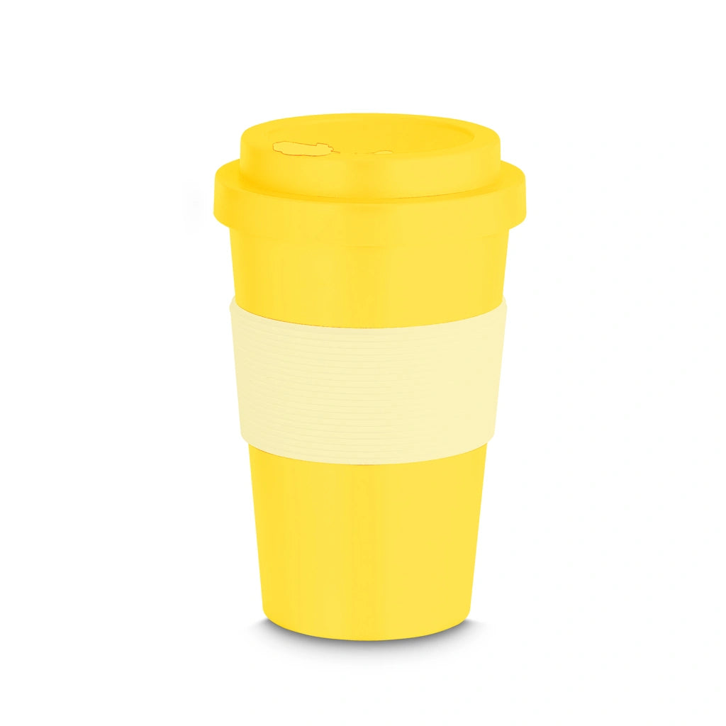 Copo de RPET 400 ml, Cor: Amarelo. Foto 1 do produto.