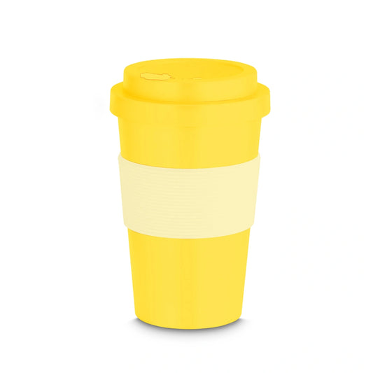 Copo de RPET 400 ml, Cor: Amarelo. Foto 1 do produto.