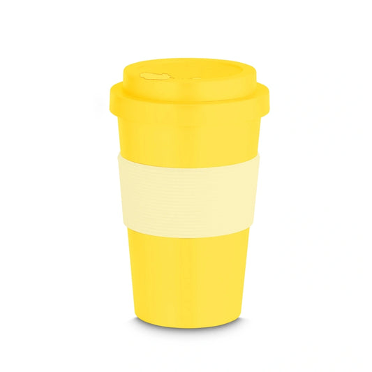 Copo de RPET 400 ml, Cor: Amarelo. Foto 2 do produto.