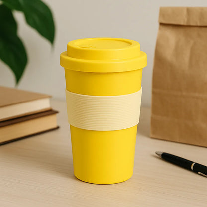 Copo de RPET 400 ml, Cor: Amarelo. Foto 3 do produto.
