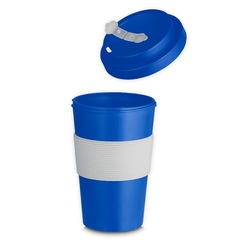 Copo de RPET 400 ml, Cor: Azul. Foto 2 do produto.