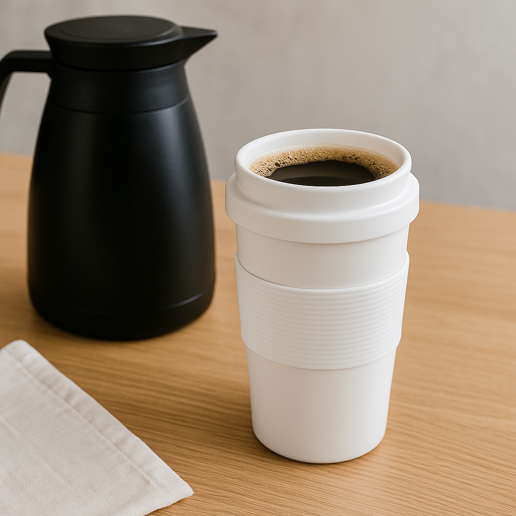 Copo de RPET 400 ml, Cor: Branco. Foto 3 do produto.